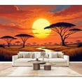 thumbnail image 1 of Wallpaper Serene Sunset African Savannah Acacia Trees River Peel and Stick Wall Murals 100"H x 144"W Removable PVC Wall Paper Self-Adhesive Wall Paintings Art Decor for Bedroom Living Room, 1 of 7