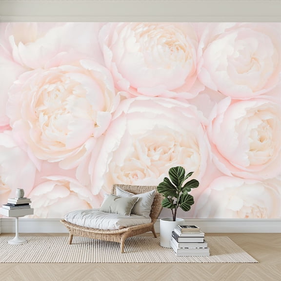 Wallpaper Soft Pink Peonies Delicate White Petals Romantic Botanical Peel and Stick Wall Murals 69"H x 96"W Removable PVC Wall Paper Self-Adhesive Wall Paintings Art Decor for Bedroom Living Room