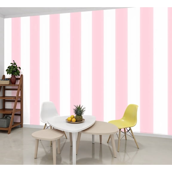 Wallpaper Soft Pink Striped Vertical Stripes Peel and Stick Wall Murals 69"H x 96"W Removable PVC Wall Paper Self-Adhesive Wall Paintings Art Decor for Bedroom Living Room