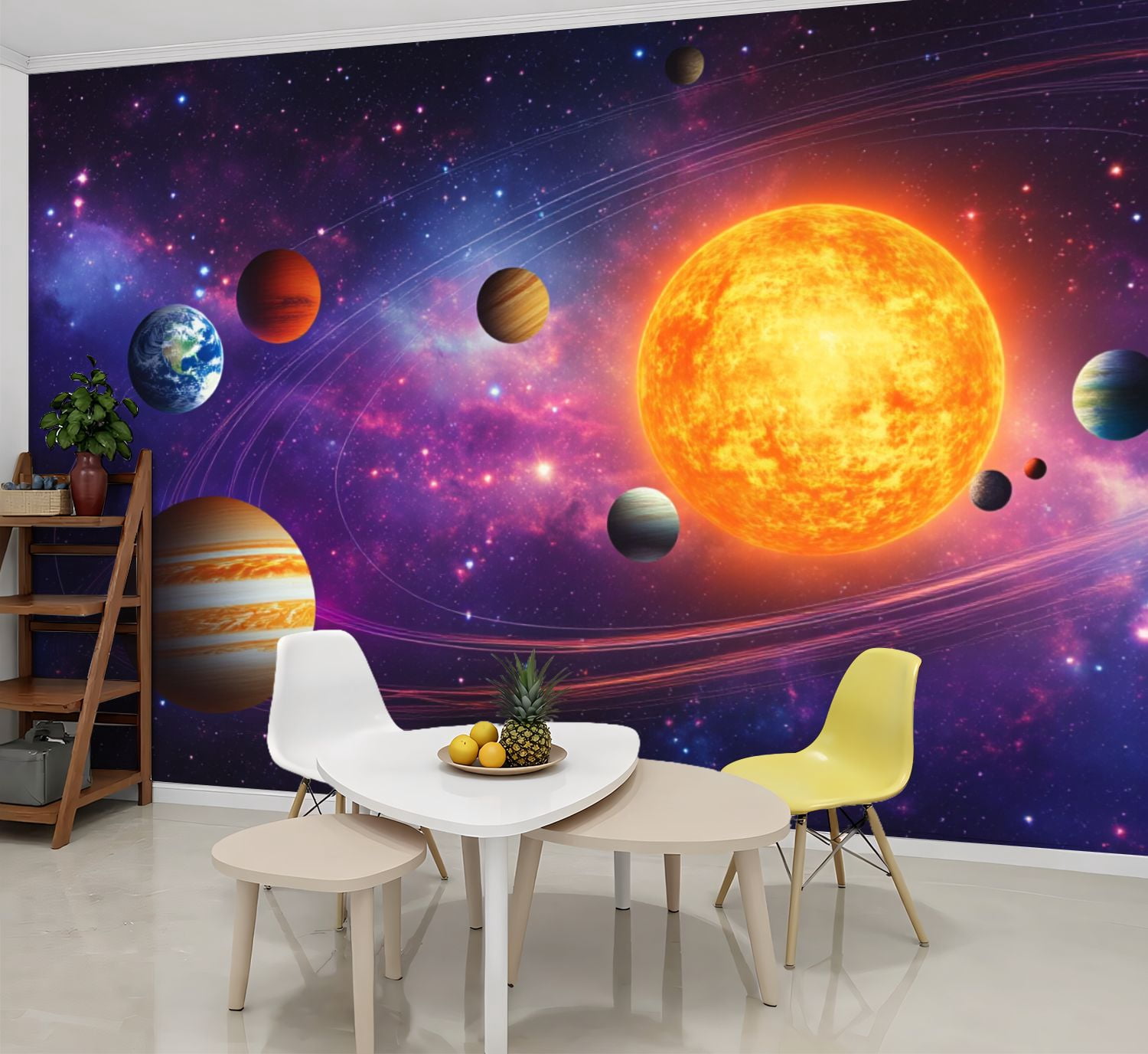Wallpaper Solar System Planets Orbiting Sun Space Peel and Stick Wall ...