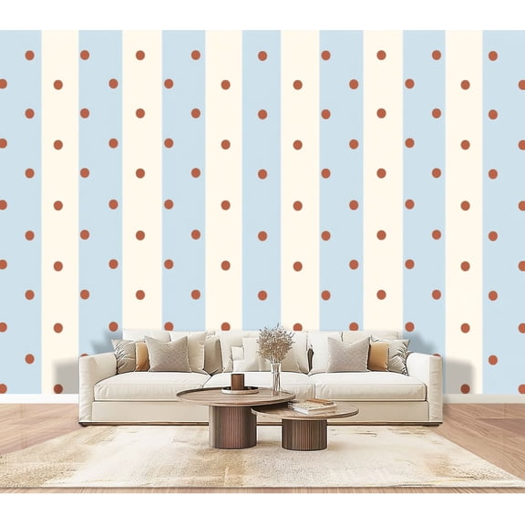 Wallpaper Striped Maroon Dots Light Peel and Stick Wall Murals 100"H x 144"W Removable PVC Wall Paper Self-Adhesive Wall Paintings Art Decor for Bedroom Living Room