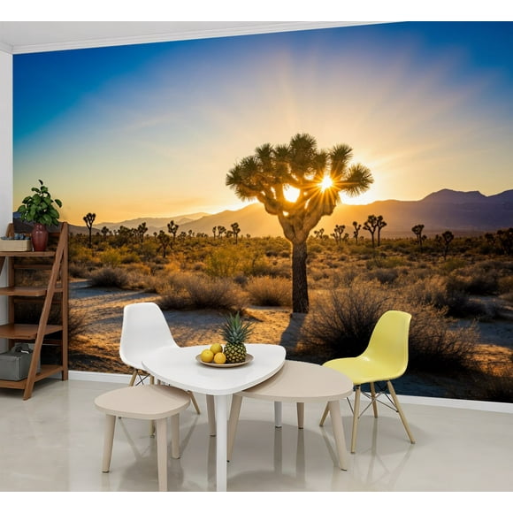 Wallpaper Sunset desert landscape Joshua Tree National Park California Peel and Stick Wall Murals 69"H x 96"W Removable PVC Wall Paper Self-Adhesive Wall Paintings Art Decor for Bedroom Living Room