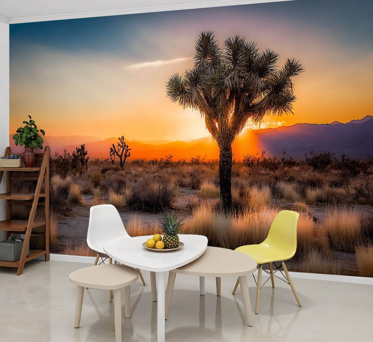 Wallpaper Sunset desert landscape Joshua Tree National Park Peel and Stick Wall Murals 69"H x 96"W Removable PVC Wall Paper Self-Adhesive Wall Paintings Art Decor for Bedroom Living Room