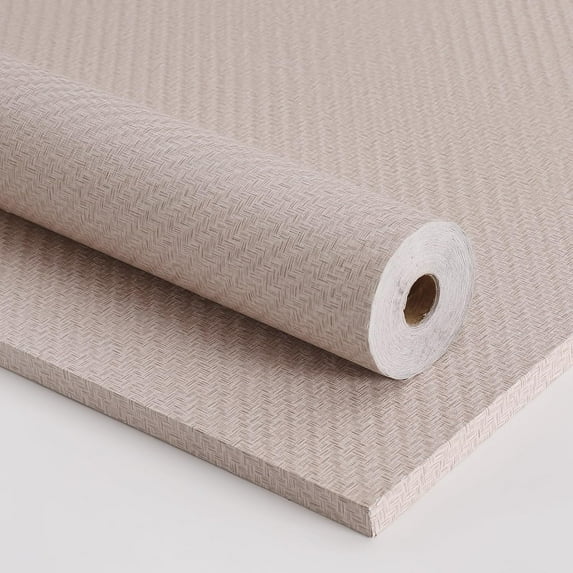 Wallpaper Textured Contact Paper (24in X 393in) Grasscloth Wallpaper Peel and Stick Faux Linen Wall Paper Waterproof Vinyl Self Adhesive (Light Brown-1)