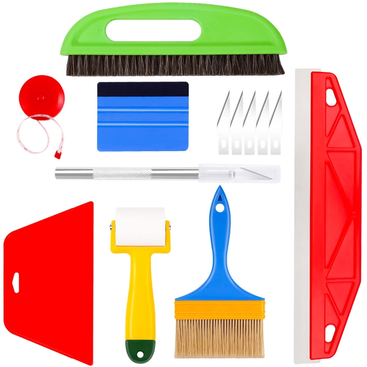 Wallpaper Tools Wallpaper Smoothing Tool Kit with Squeegee Smoother Seam Roller Wallpaper Brush for Wallpaper Hanging Contact Paper Vinyl Application 13 Pcs
