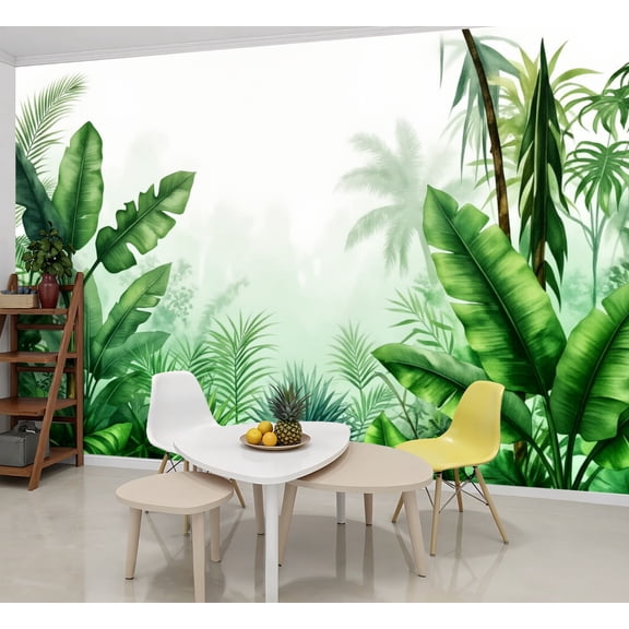 Wallpaper Tropical Jungle Green Leaves Banana Leaves Palm Foliage Peel and Stick Wall Murals 69"H x 96"W Removable PVC Wall Paper Self-Adhesive Wall Paintings Art Decor for Bedroom Living Room