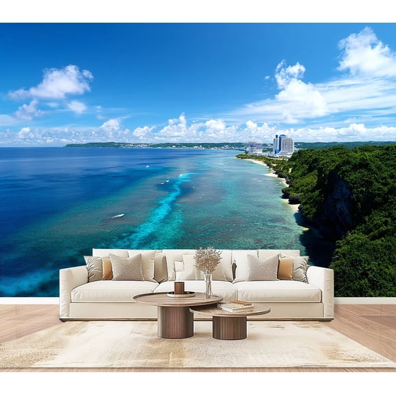 Wallpaper Two lovers point Guam Peel and Stick Wall Murals 100"H x 144"W Removable PVC Wall Paper Self-Adhesive Wall Paintings Art Decor for Bedroom Living Room
