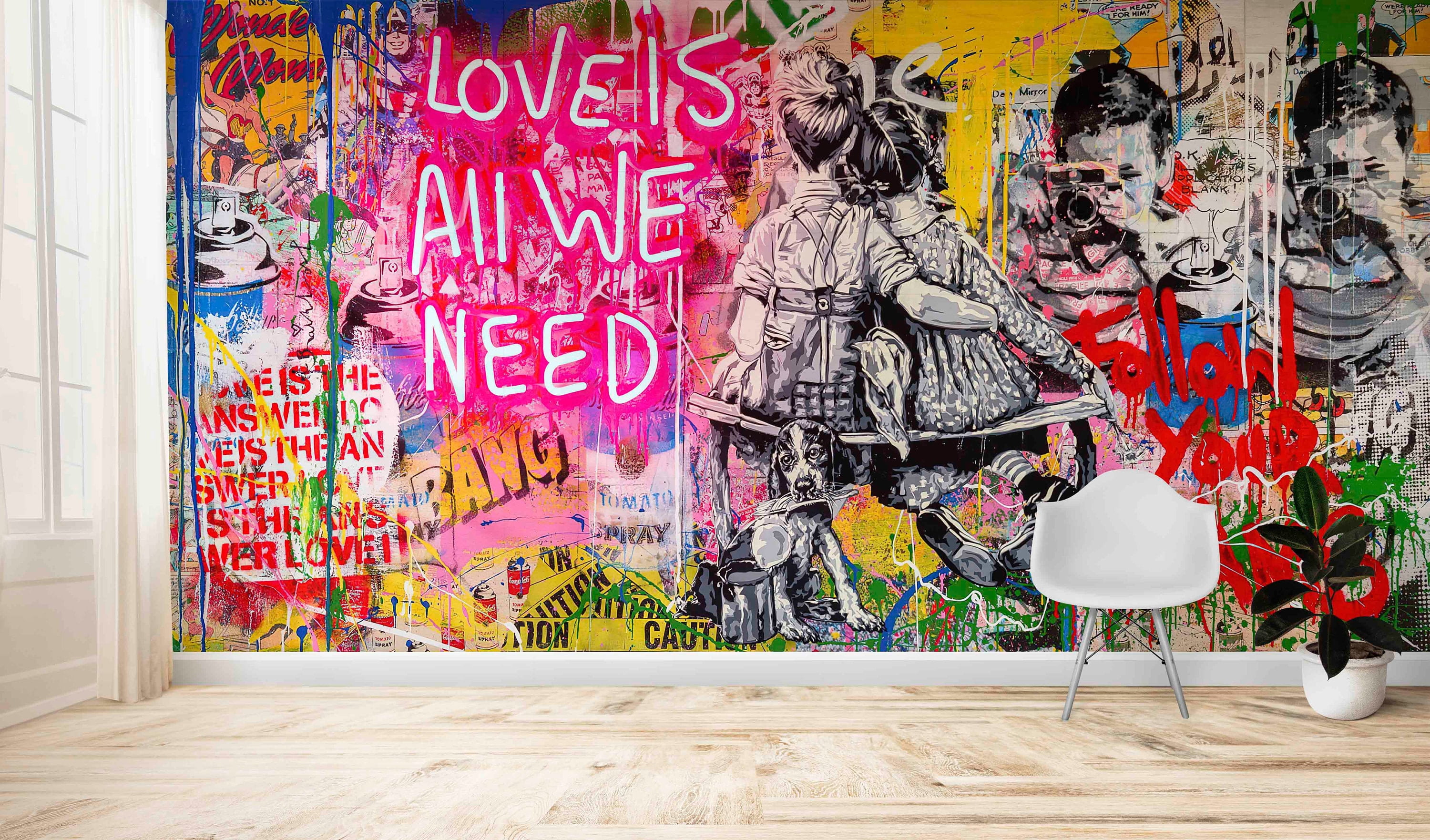 Wallpaper Wall Art, Paper Wall Art Love Graffiti Wallpaper, Love Is All We  Need, 3d Wallpaper, Graffiti Wall Art, Wallpaper (Textured Peel&Stick)
