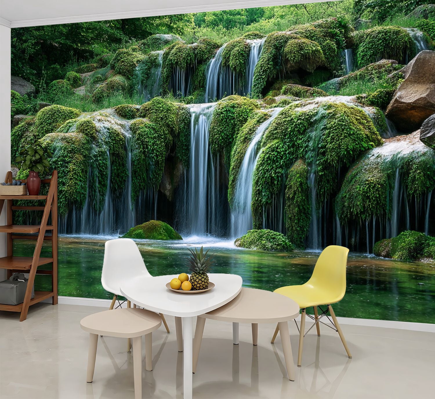 Wallpaper Waterfall Nature Picture Landscape Green Forest Moss Peel and ...