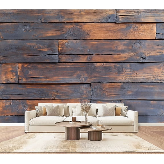 Wallpaper Wood Distressed Wood Look Faux Wood Panels Distressed Paint Peel and Stick Wall Murals 100"H x 144"W Removable PVC Wall Paper Self-Adhesive Wall Paintings Art Decor for Bedroom Living Room