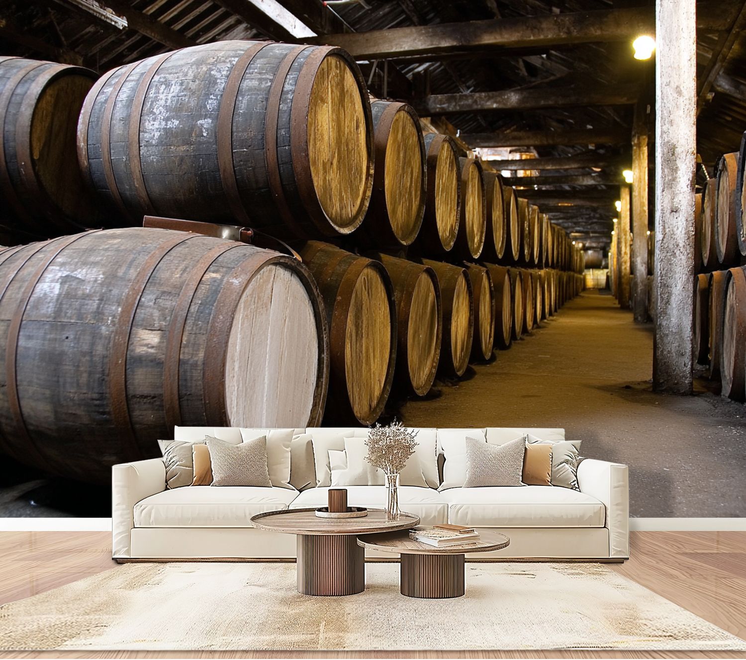 Wallpaper Wooden whisky barrels Peel and Stick Wall Murals 100"H x 144 ...
