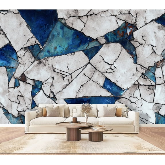 Wallpaper blue gray tone marble stone texture for marble floor Peel and Stick Wall Murals 100"H x 144"W Removable PVC Wall Paper Self-Adhesive Wall Paintings Art Decor for Bedroom Living Room