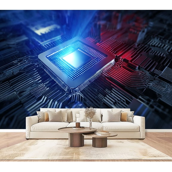 Wallpaper computer chip cpus pictures Peel and Stick Wall Murals 100"H x 144"W Removable PVC Wall Paper Self-Adhesive Wall Paintings Art Decor for Bedroom Living Room