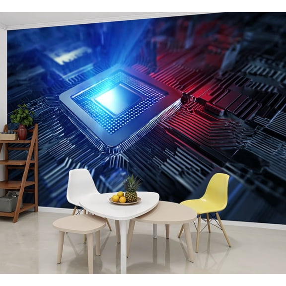Wallpaper computer chip cpus pictures Peel and Stick Wall Murals 69"H x 96"W Removable PVC Wall Paper Self-Adhesive Wall Paintings Art Decor for Bedroom Living Room