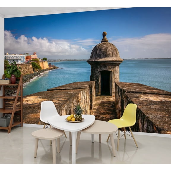 Wallpaper old san juan lookout tower puerto rico Peel and Stick Wall Murals 69"H x 96"W Removable PVC Wall Paper Self-Adhesive Wall Paintings Art Decor for Bedroom Living Room