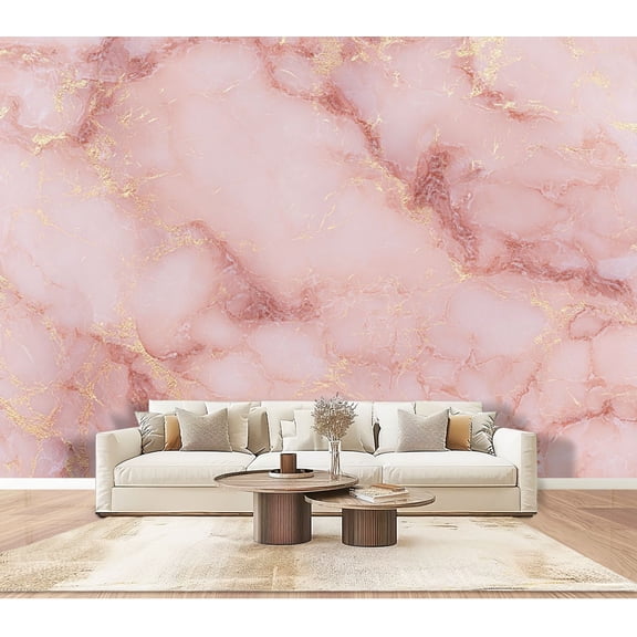 Wallpaper rose gold marble wall texture tile stone bright luxury Peel and Stick Wall Murals 100"H x 144"W Removable PVC Wall Paper Self-Adhesive Wall Paintings Art Decor for Bedroom Living Room