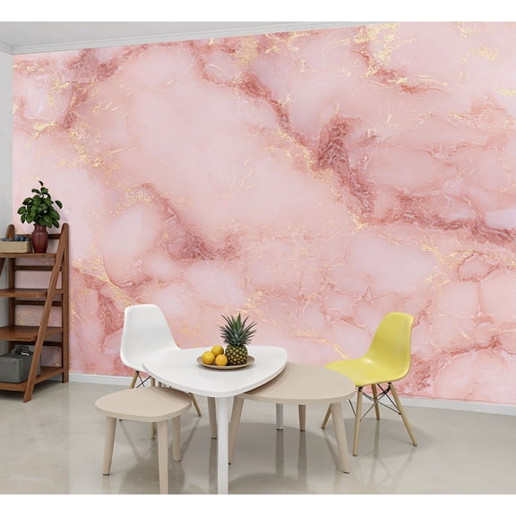 Wallpaper rose gold marble wall texture tile stone bright luxury Peel and Stick Wall Murals 69"H x 96"W Removable PVC Wall Paper Self-Adhesive Wall Paintings Art Decor for Bedroom Living Room