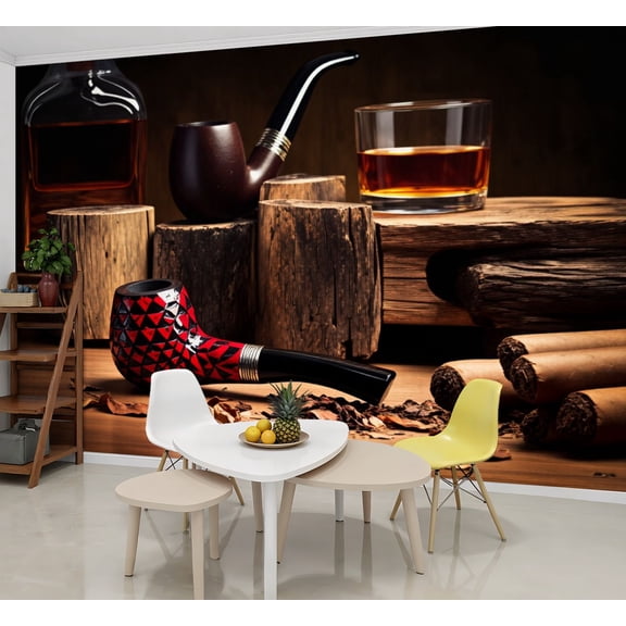 Wallpaper shop details cigars pictures Peel and Stick Wall Murals 69"H x 96"W Removable PVC Wall Paper Self-Adhesive Wall Paintings Art Decor for Bedroom Living Room