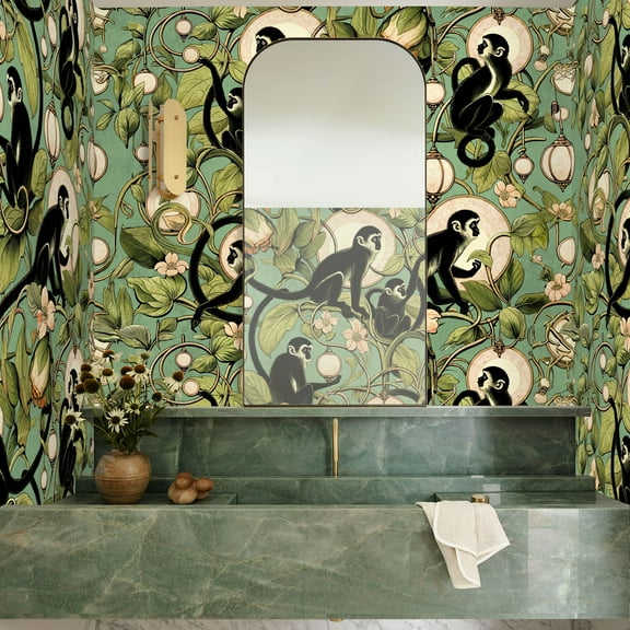 Wallpaper with Monkey Lanterns