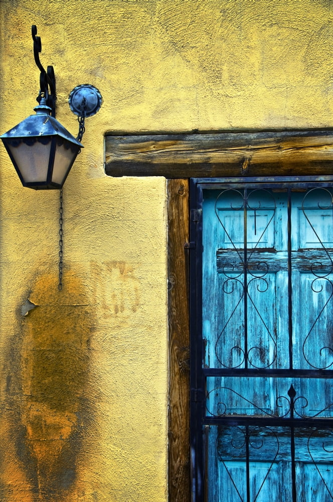 Walls And Details I New Mexico Details Of Old Blue Door And Yellow Wall Canvas Art - Ray Laskowitz Design Pics (11 x 17)