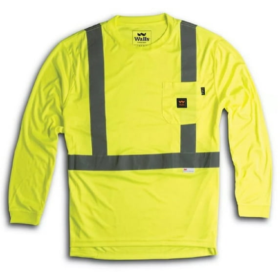 Walls Outdoor Goods YL175VY9 Unisex Long-Sleeve Hi-Vis ANSI II Safety T-Shirt