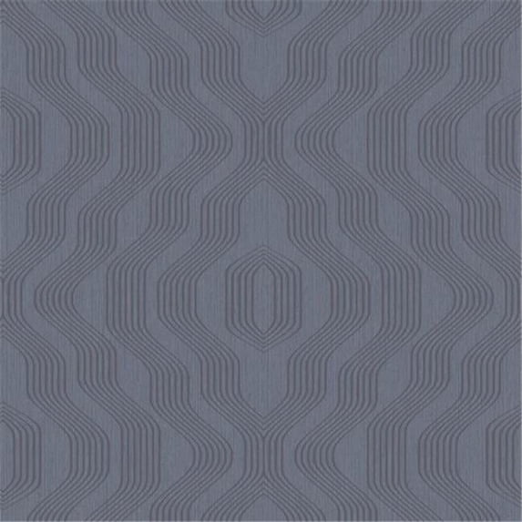 Walls Republic R3759 Geometric Modern Luxury Satin Swerve Wallpaper, Navy - 32.97 ft x 20.8 in.
