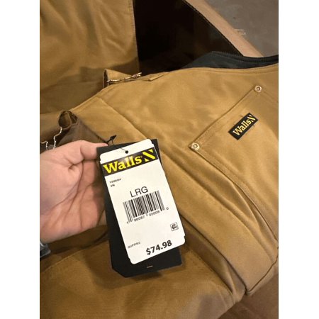 Walls YB96B4 Men's Insulated Overalls Bibs Size Duck Canvas Snow Pants, Pecan, Large