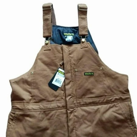 Walls YB96B4 Men's Insulated Overalls Bibs Size Duck Canvas Snow Pants, Pecan, X-Large