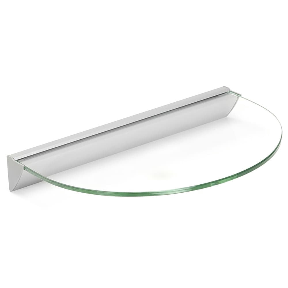 Wallscapes Essentials Half Round Clear Glass Floating Shelf Kit 12" Wide x 8" Deep
