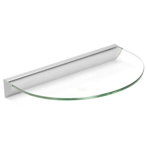 Wallscapes Essentials Half Round Clear Glass Floating Shelf Kit 12" Wide x 8" Deep