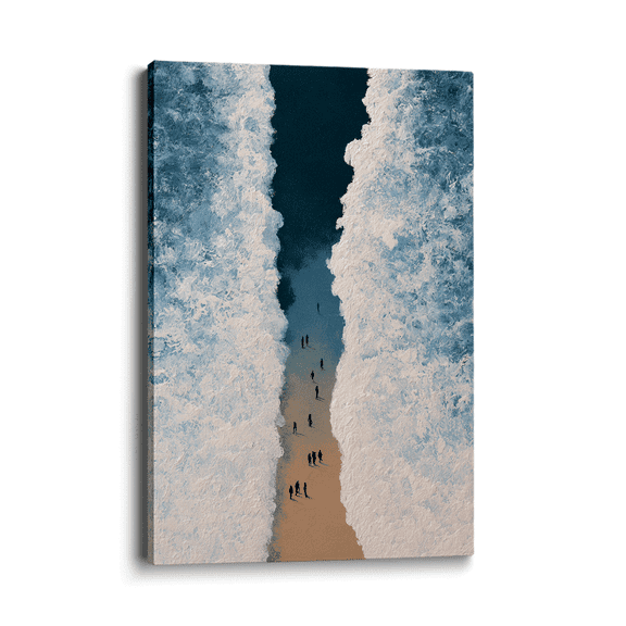 Wallume Store Aerial Ocean Wave Beach Modern Coastal Canvas Wall Art Gallery Wrapped for Master Bedroom 40*28 inch