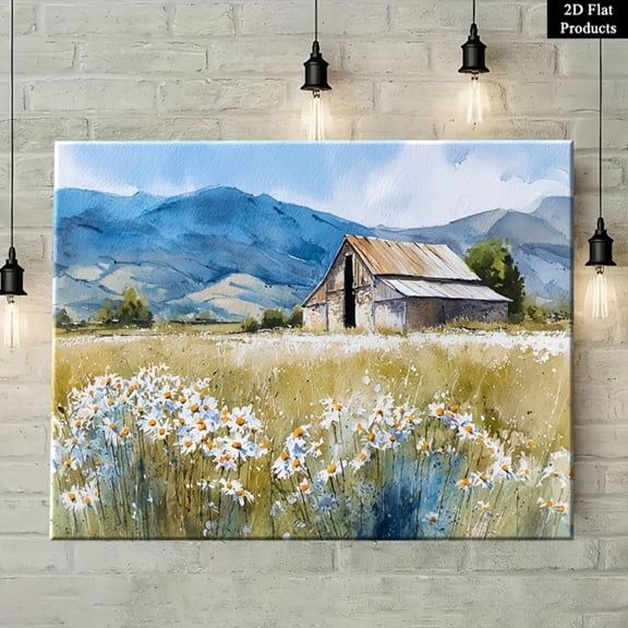 Wallume Store Barn Daisy Meadow Canvas Wall Art - Affordable Stylish Rustic Home Decor