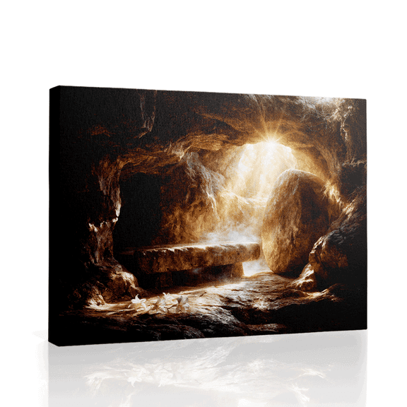 Wallume Store Christian Religious Empty Tomb Jesus Canvas Art Gallery Wrapped - Living Room 12x8 inch