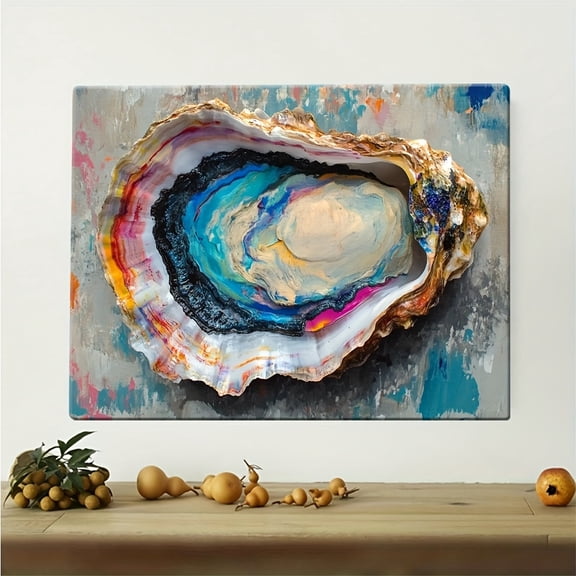 Wallume Store Colorful Oyster Shell 3D Canvas Wall Art - Affordable Coastal Home Decor