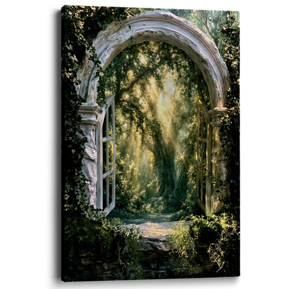 Wallume Store Forest Arch Sunlight Rustic Garden Canvas Wall Art Gallery Wrapped for Bedroom