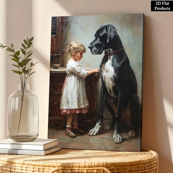 Wallume Store Girl & Great Dane Bond Canvas Wall Art - Affordable Cozy Home Decor