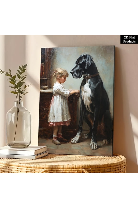 Girl & Great Dane Bond Canvas Wall Art - Affordable Cozy Home Decor