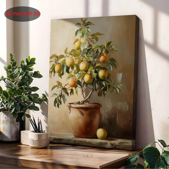 Wallume Store Potted Apple Tree Still Life Canvas Wall Art - Affordable Stylish Home Decor