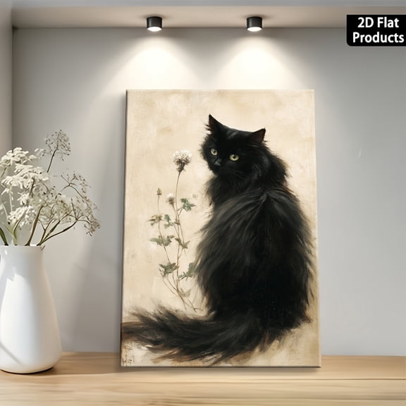 Wallume Store Vintage Black Cat Canvas Art - Cozy Ambience Home Decor
