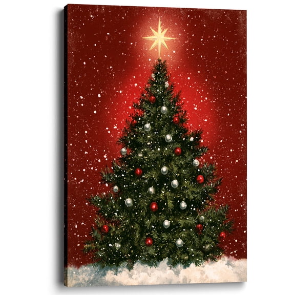 Wallume Store Vintage Christmas Tree Canvas Wall Art Living Room Bedroom Decor 12x8 inch