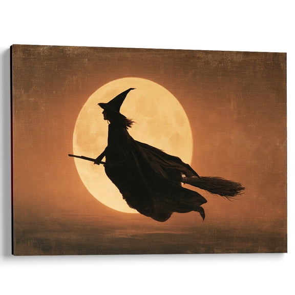 Wallume Store Vintage Flying Witch Halloween Canvas Wall Art Living Room Decor 12x8 Inch