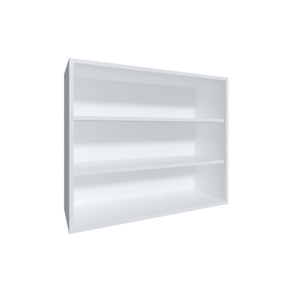 Wally 36 inch Wide White Open Wall Cabinet with 3-Tier Shelves for Living Room, Office, Bedroom, Garage, Modern Storage Cabinet, Particle Board