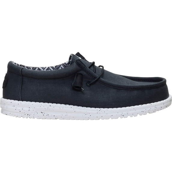 HEYDUDE Men Wally Stretch Canvas Wide , Black/White, 9