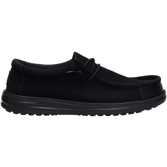 HEYDUDE Men Wally Work CE Slip Resistant Wide , Wide Black Mesh, 8