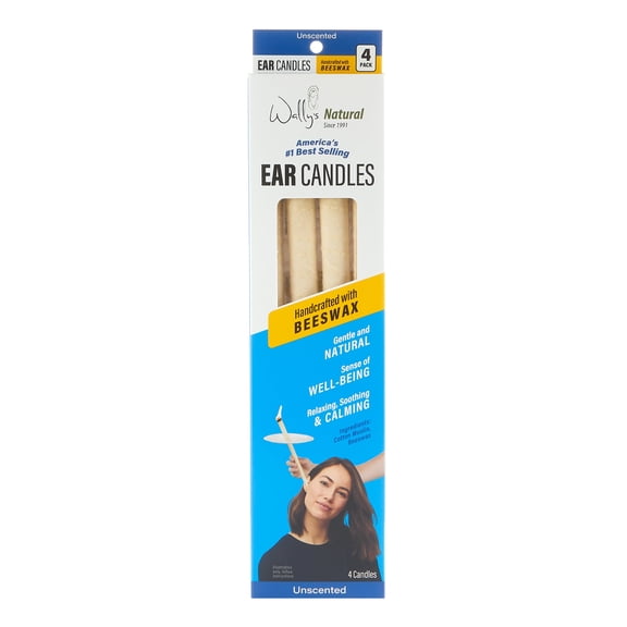 Wally's Natural Unscented Beeswax Ear Candles, 4 Pack