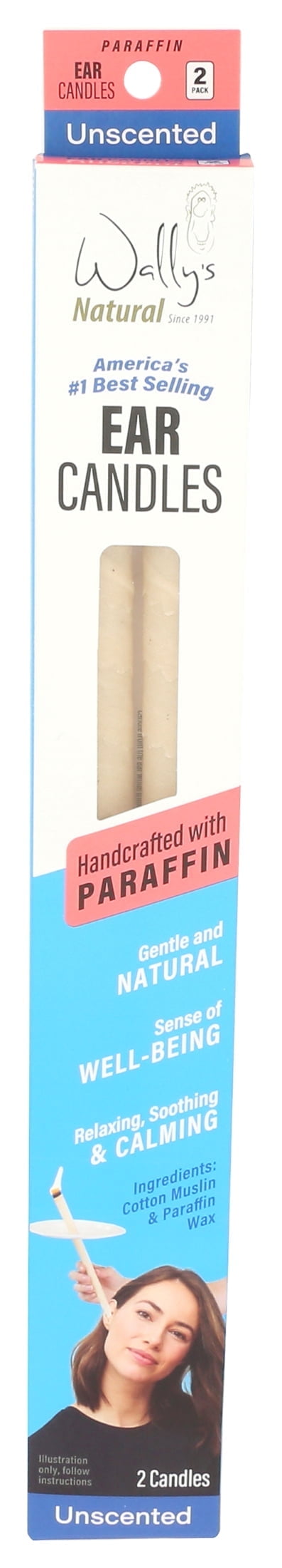 Wally's Natural Unscented Paraffin Ear Candles, 2 Pack