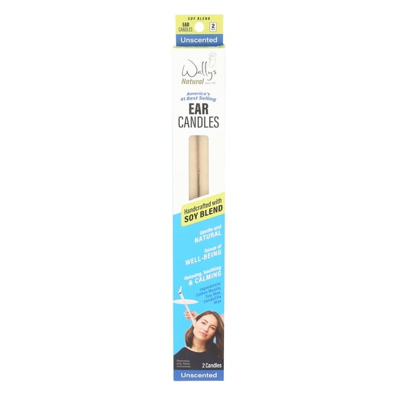 Wallys Natural Unscented Soy Wax Ear Candles, 2 Count