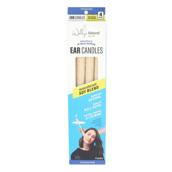 Wally's Natural Unscented Soy Wax Ear Candles, 4 Pack