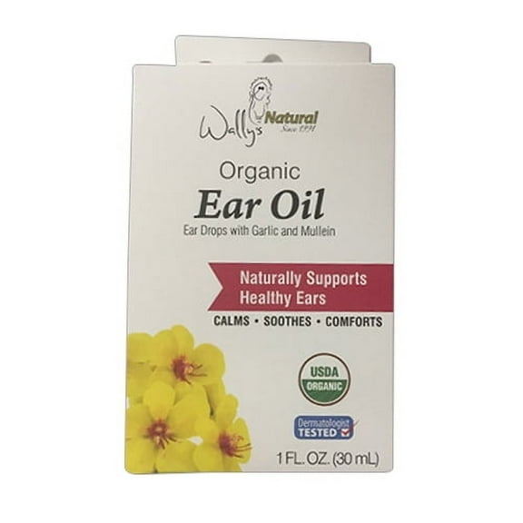 Wallys Natural Organic Ear Oil Drops With Garlic and Mullein, 1 Oz, 6 Pack