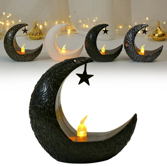 Made of Plastic, 1 Candlestick Once for All Sale! the Design of the Star Moon Candlestick Is Often by the and Moon in the Night Presenting a Dreamy and Peaceful Feeling. Black